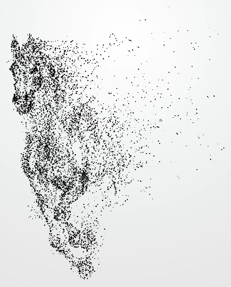 Horse stipple art illustration built from dots