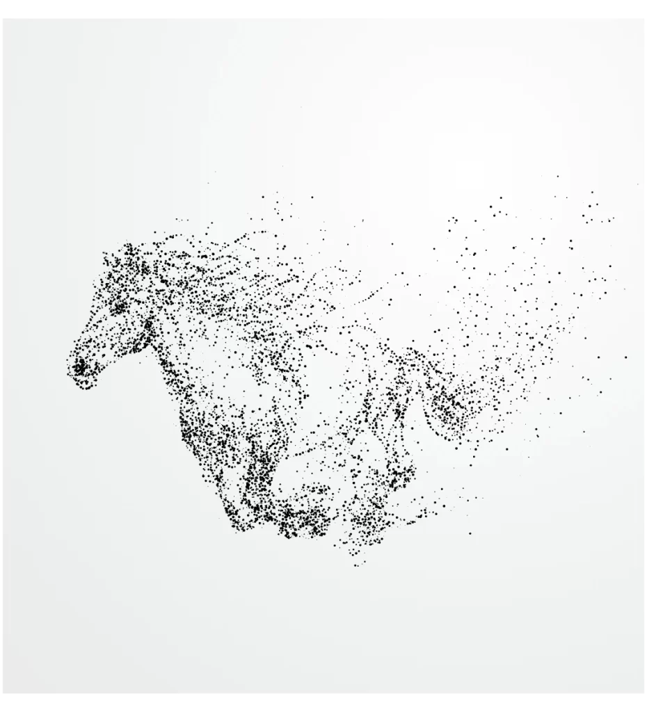 Horse Gallop Stipple Art Illustration