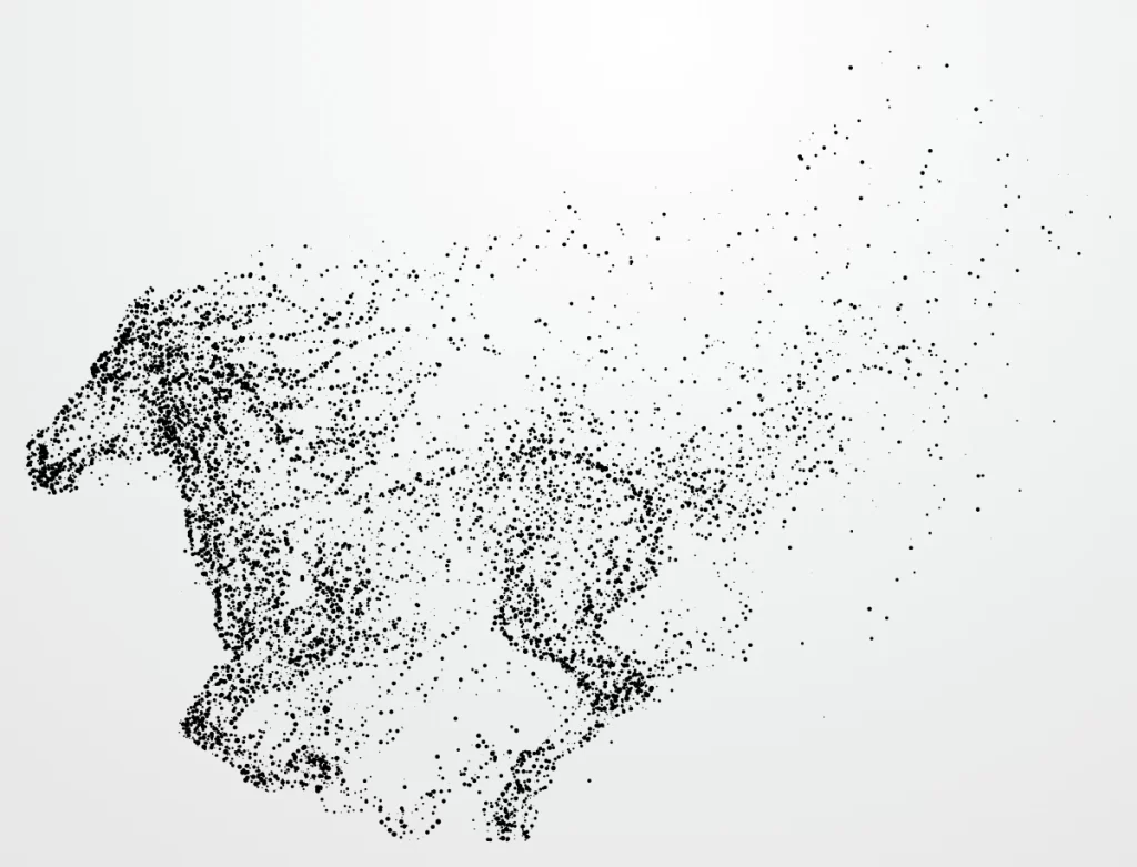Galloping Horse Stipple Dot Art Illustration
