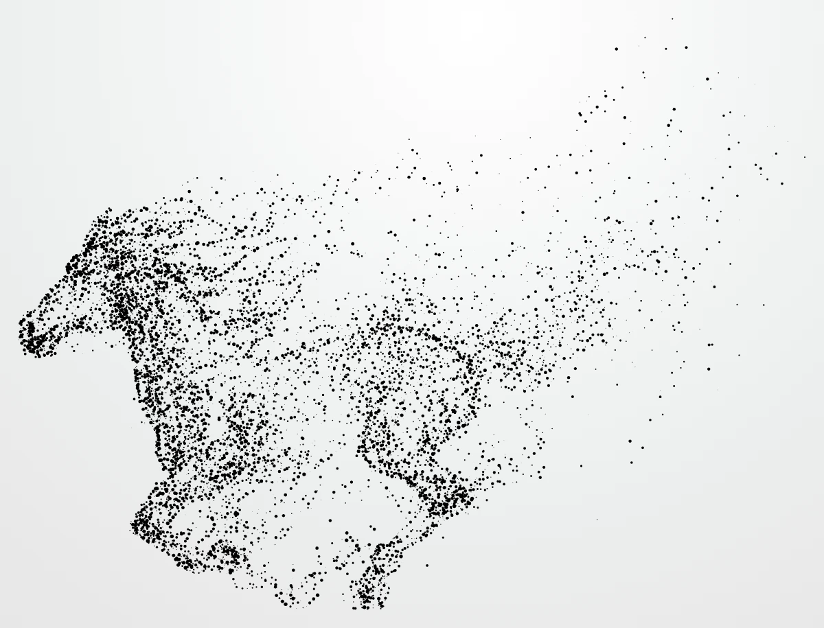 Galloping horse stipple dot art illustration