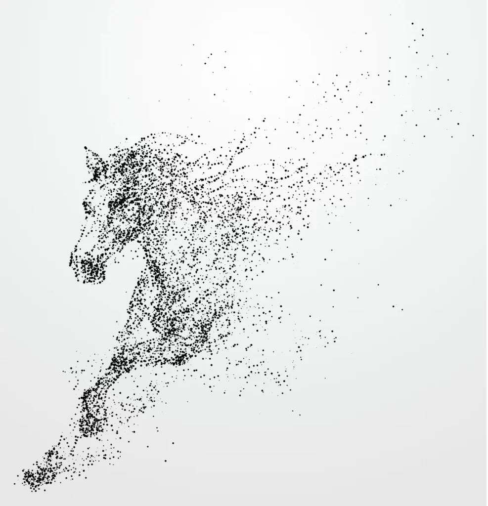Running Horse Stipple Dot Art Illustration
