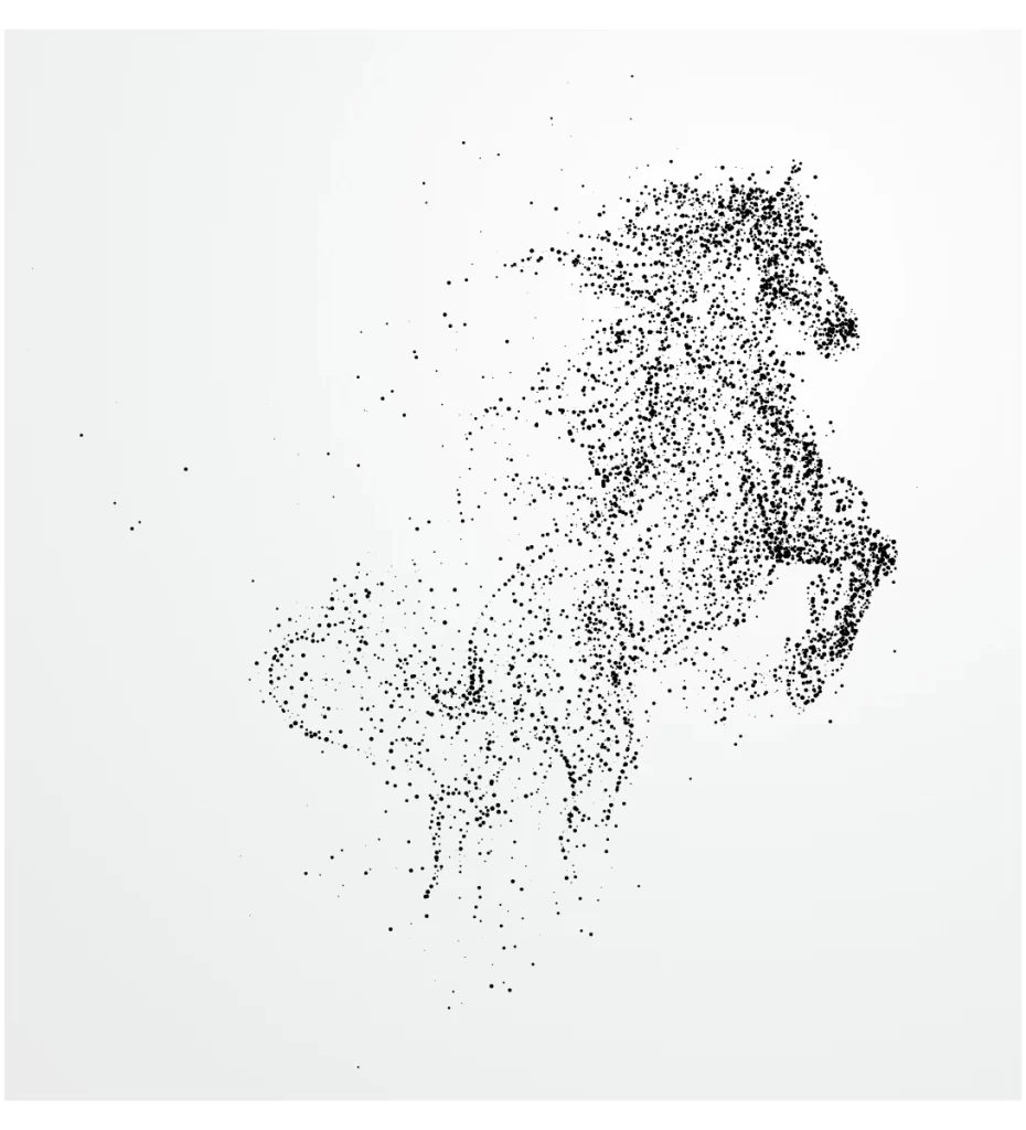 Running Horse Pointillism Dot Art Illustration