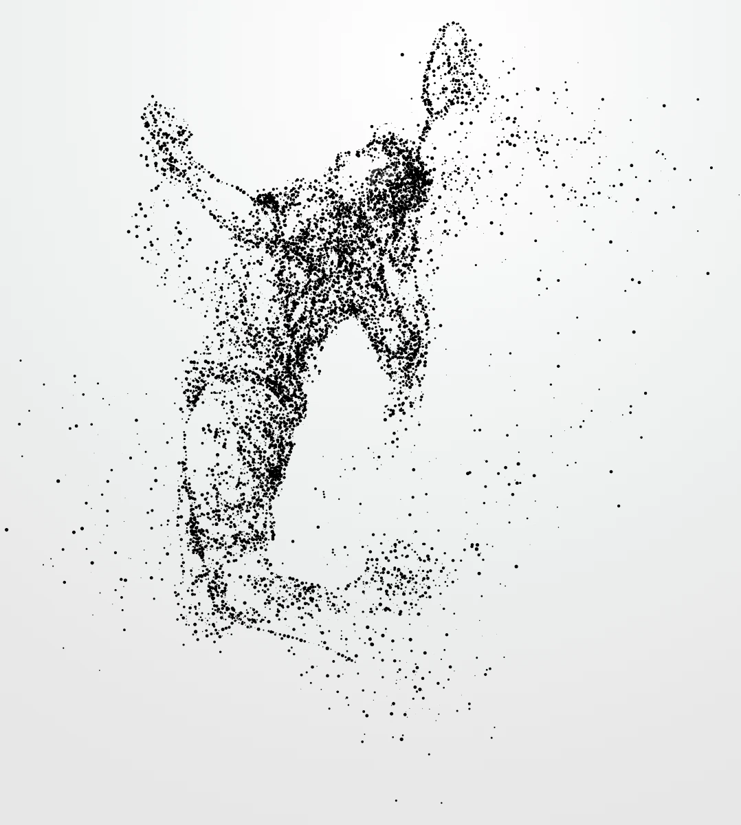 Badminton player jump smash stipple art illustration