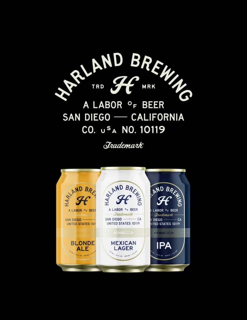 Harland Brewing Beer Cans Blonde Ale, Mexican Lager, IPA