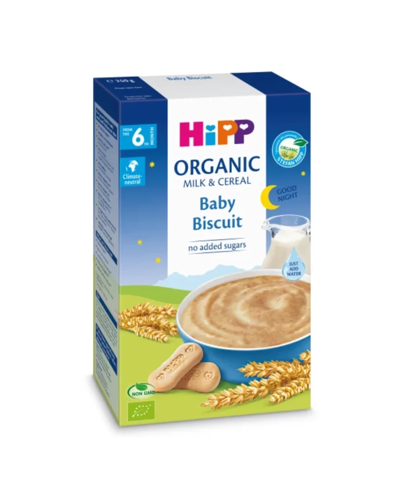 HiPP Organic Milk & Cereal Baby Cereal Packaging