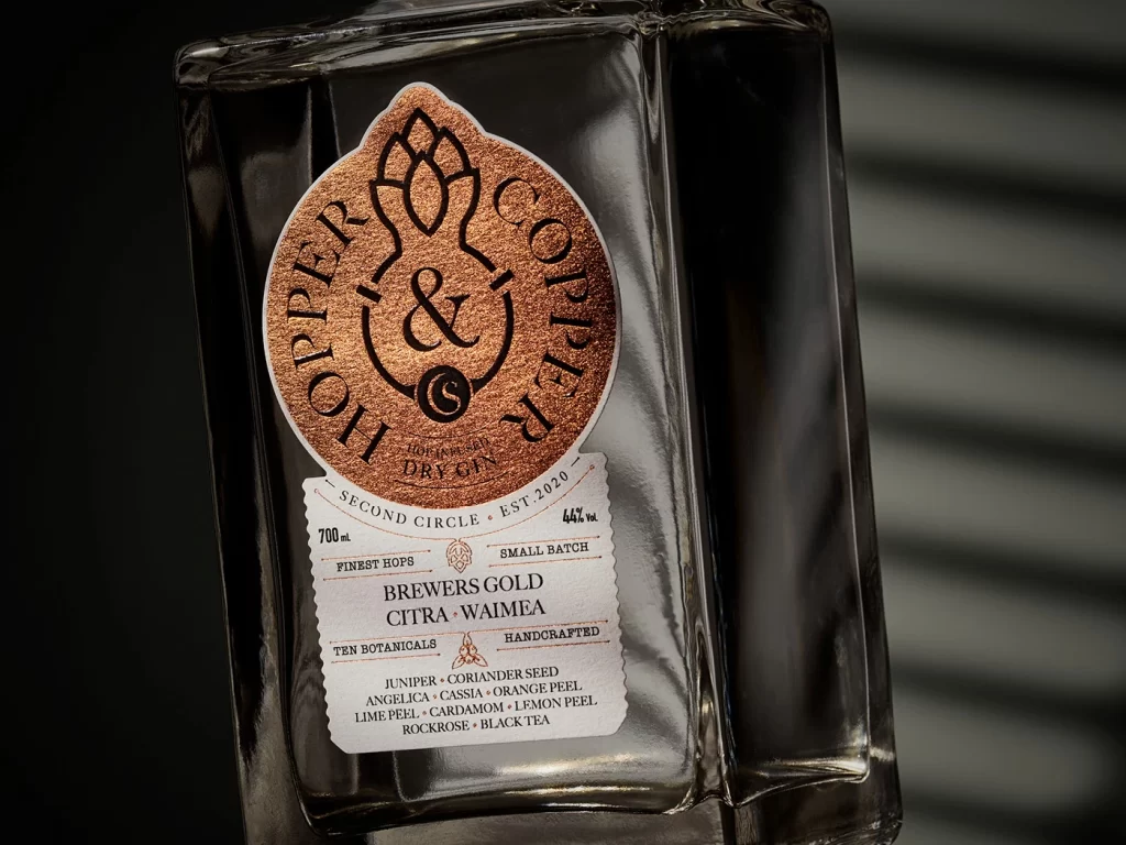Hopper Copper Gin Packaging Red