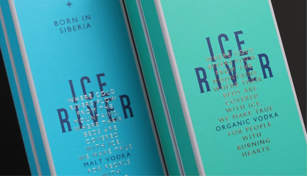 Ice River Vodka Bottle Color (light blue and teal)