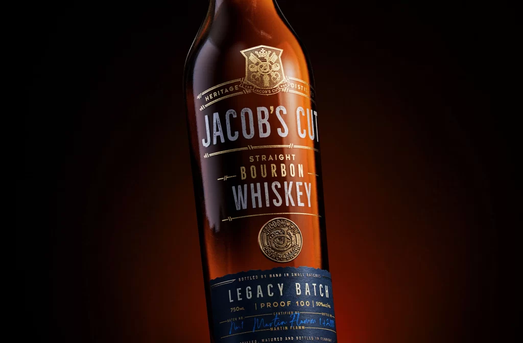 Jacobs Cut Bourbon Whiskey Packaging Red