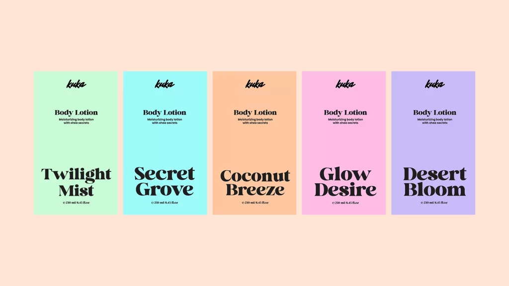 Kuka Body Lotion Twilight Mist, Secret Grove, Coconut Breeze, Glow Desire, Desert Bloom