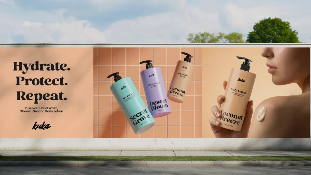 Kuka Hand Wash, Shower Gel, Body Lotion Secret Grove (Shower Gel), Desert Bloom (Hand Wash), Coconut Breeze (Body Lotion)
