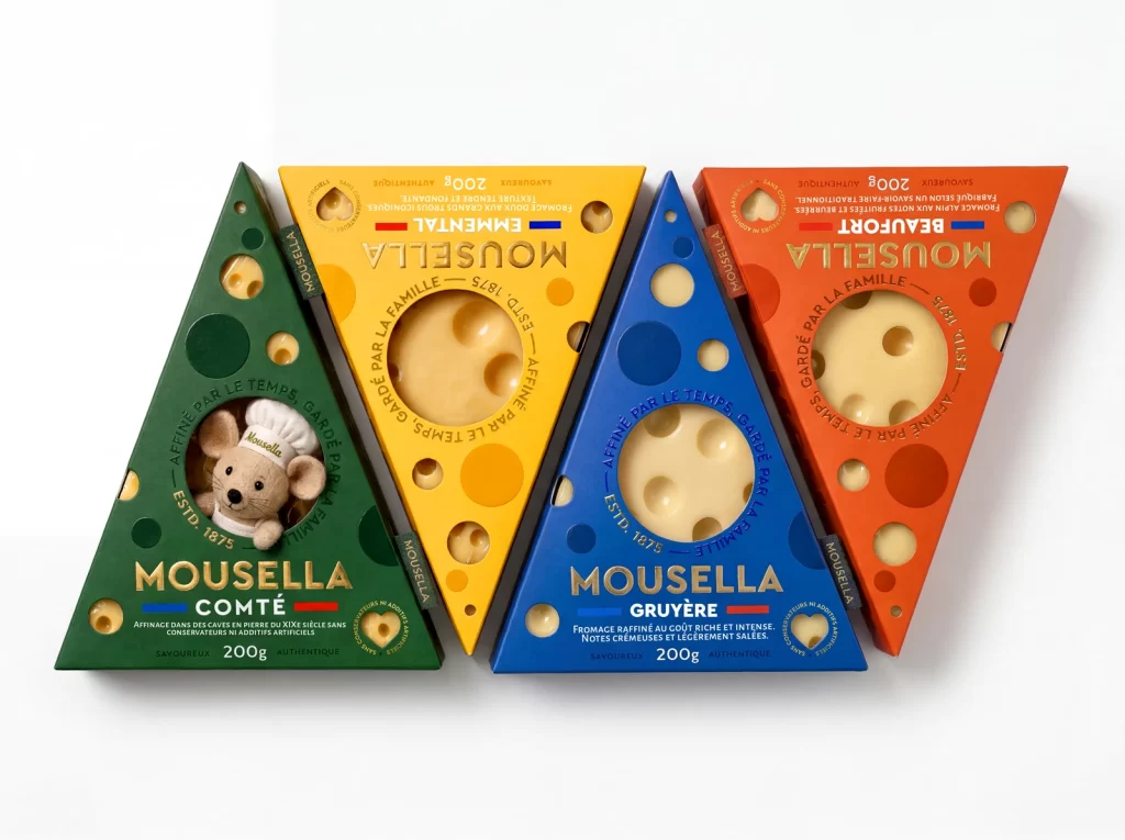 Mausella Cheese Packaging Comté, Emmental, Gruyère, Beaufort (different cheese types)
