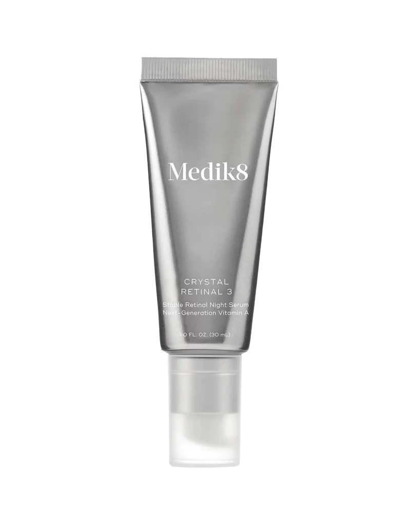 Medik8 Crystal Retinal 3 Serum Silver Tube Angle View