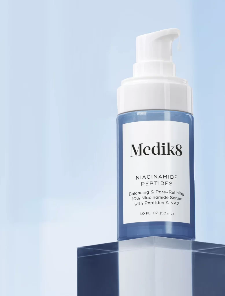 Medik8 Niacinamide Peptides Serum Bottle Detail View