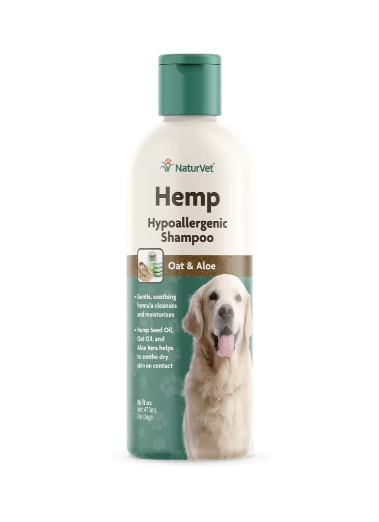 NaturVet Hemp Hypoallergenic Shampoo Oat & Aloe Pet Supplement Packaging