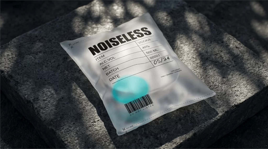 Noiseless Vodka Pouch Blueberry (inferred from ‘Vodka + blueberry + miscanthus’ text)