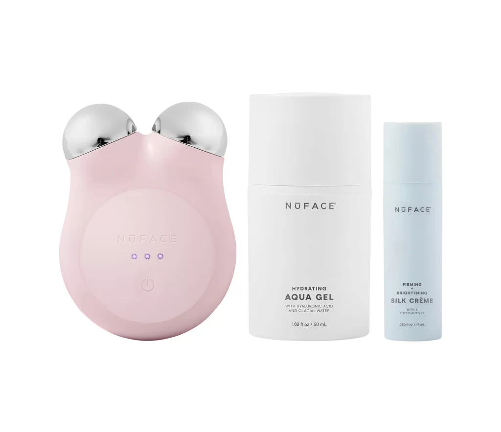NuFace Mini Starter Kit Sandy Rose Set Front View