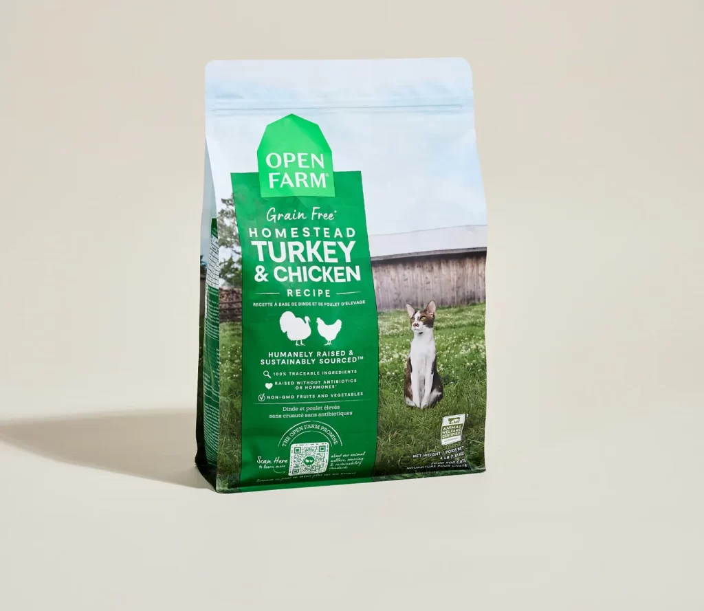 Open Farm Grain Free Homestead Turkey & Chicken Recipe Cat Food Packaging