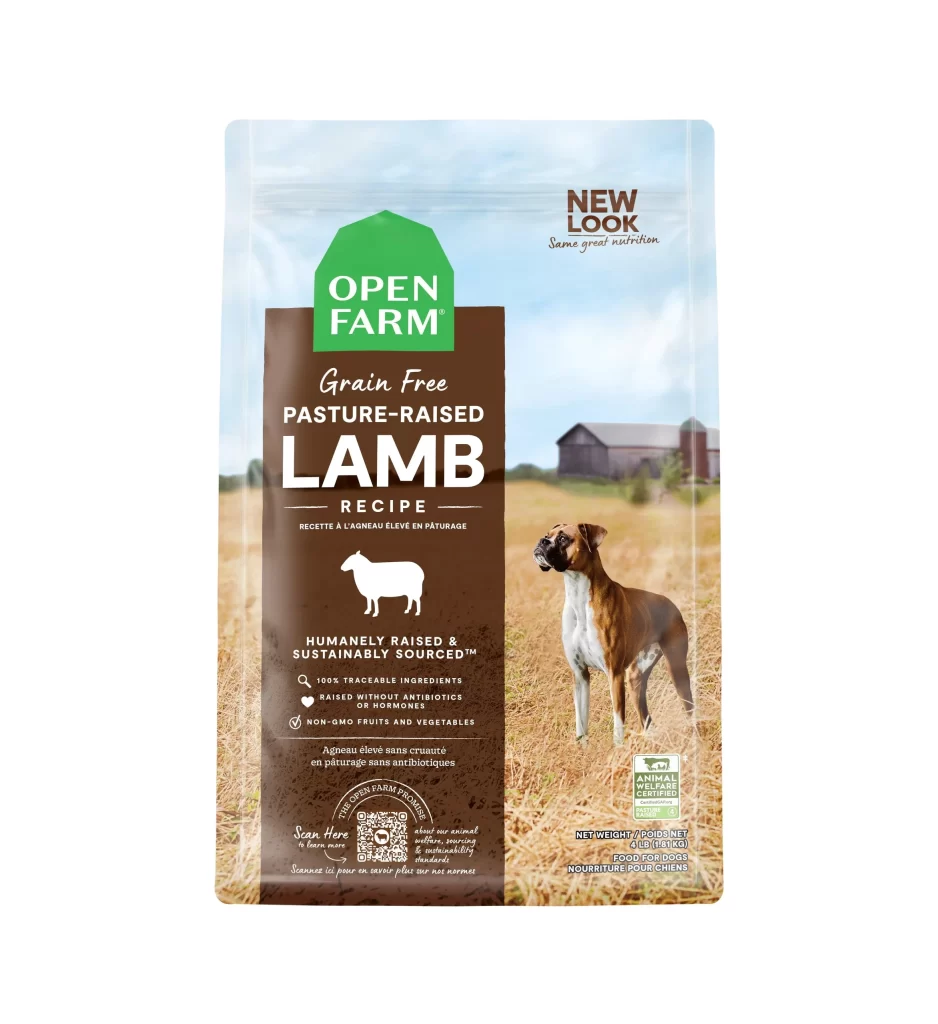 Open Farm Grain Free Pasture-Raised Lamb Recipe Dog Food Packaging