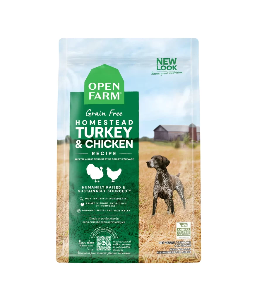 Open Farm Homestead Turkey & Chicken Recipe Dog Food Packaging
