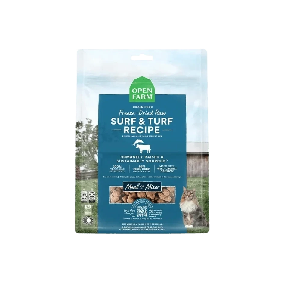 Open Farm Freeze-Dried Raw Surf & Turf Recipe Dog Food Packaging