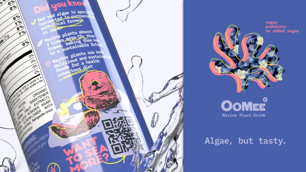 Oomee Beverage Marine Plant Drink Packaging Blue