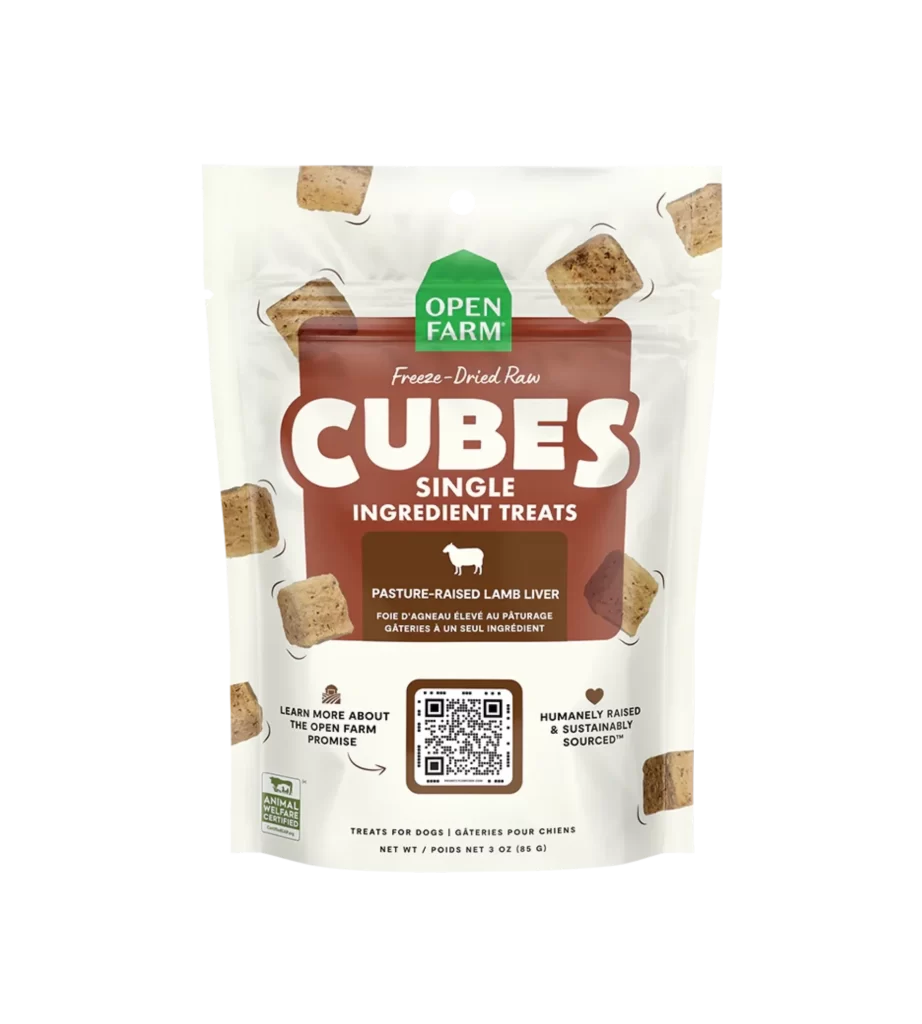Open Farm Freeze-Dried Raw Cubes Dog Treats Packaging