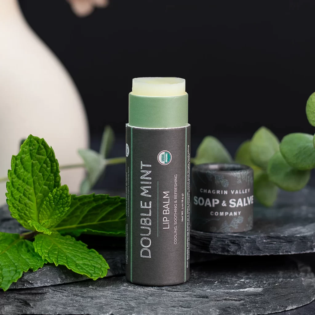 Chagrin Valley Soap and Salve Double Mint Lip Balm Display Packaging