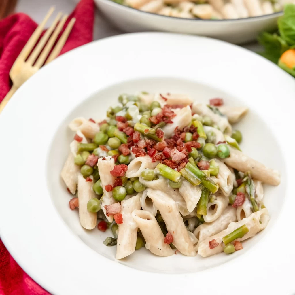 Penne Asparagus Pea Bacon Photography