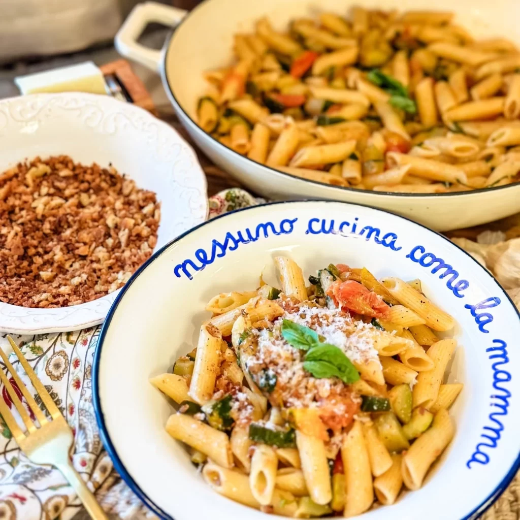 Penne Zucchini Tomato Basil Pasta Photography