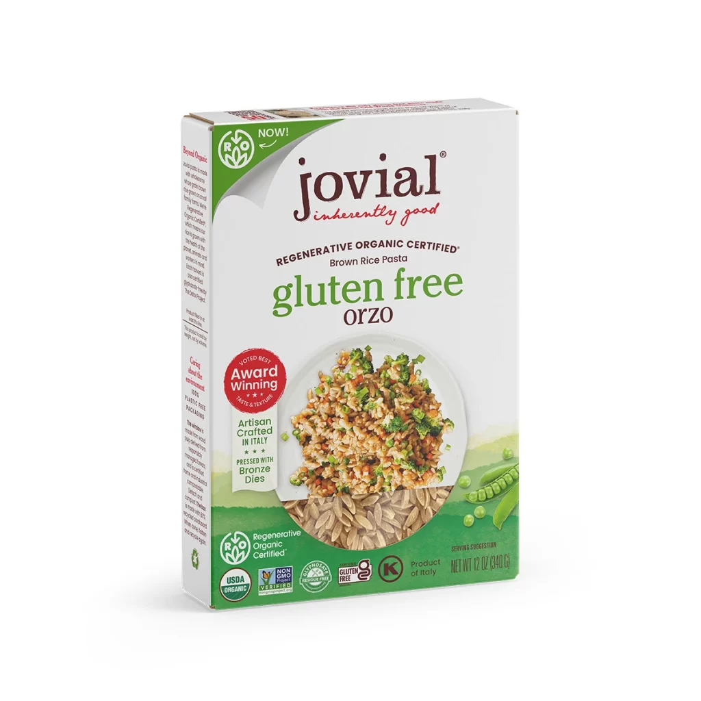 Jovial Organic Gluten Free Brown Rice Orzo gluten free orzo pasta Packaging
