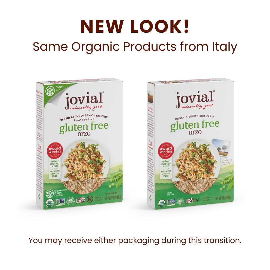 Jovial Organic Gluten Free Brown Rice Orzo Gluten Free Orzo Pasta Packaging