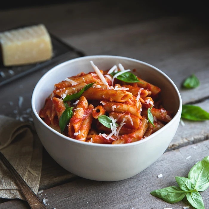 Penne Tomato Basil Pasta Photography