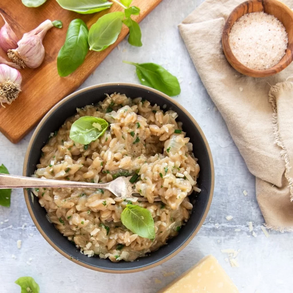 Risotto Garlic Basil Photography