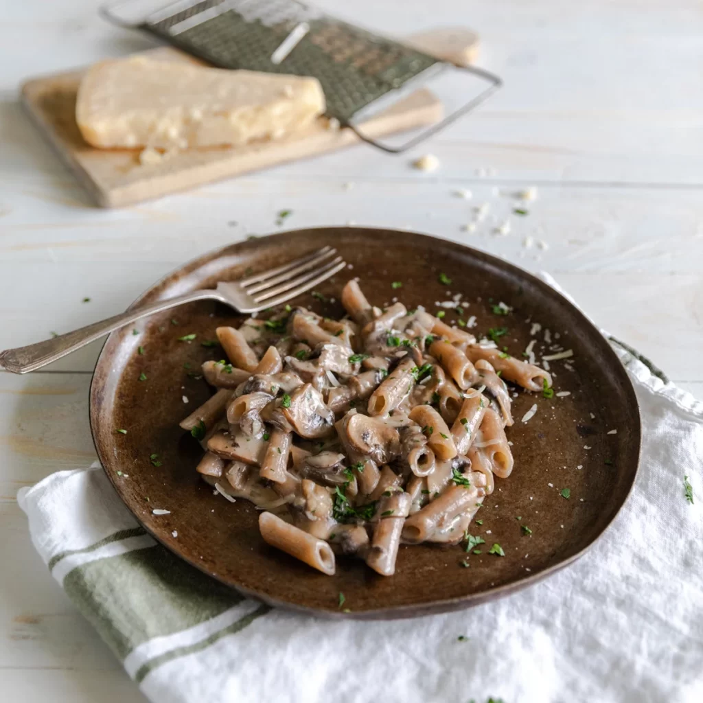 Penne Mushroom Cream Sauce Photography