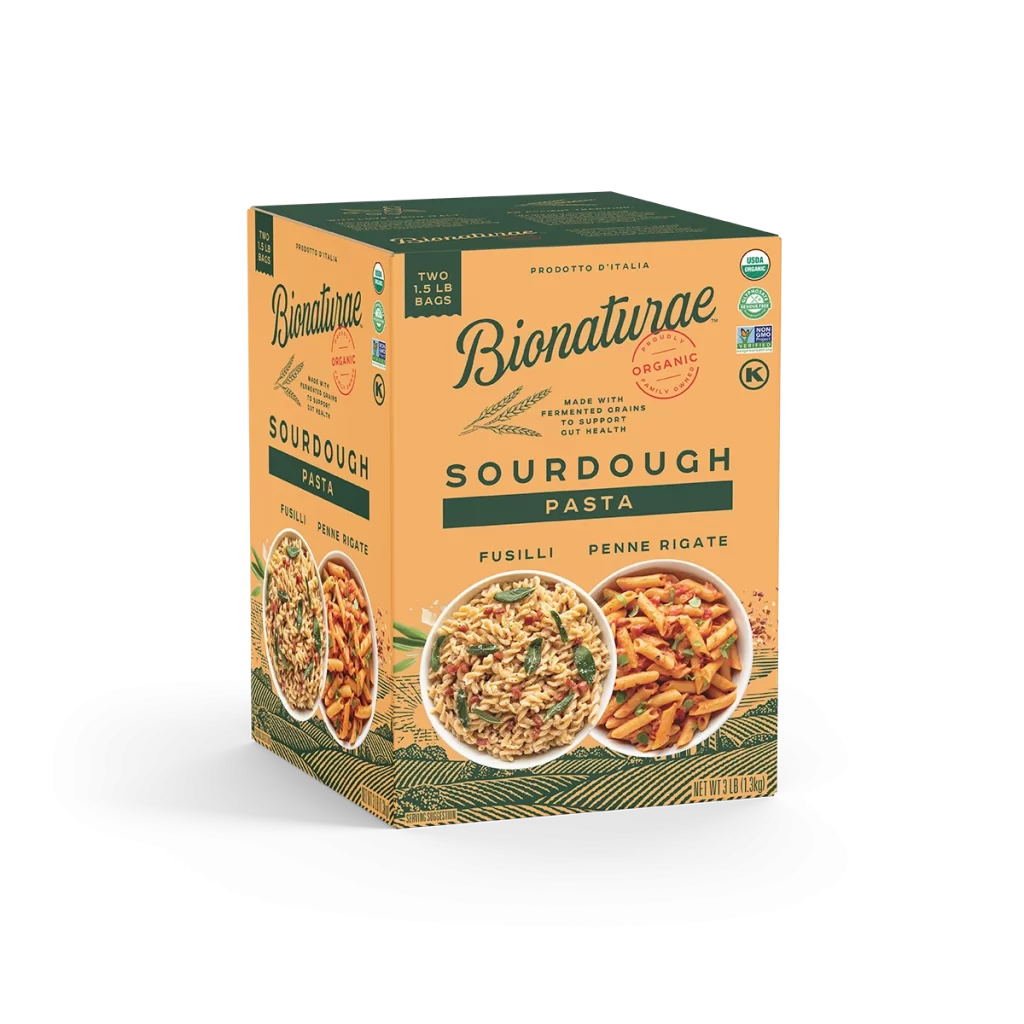Bionaturae Organic Sourdough Family Size Penne Fusilli Packaging