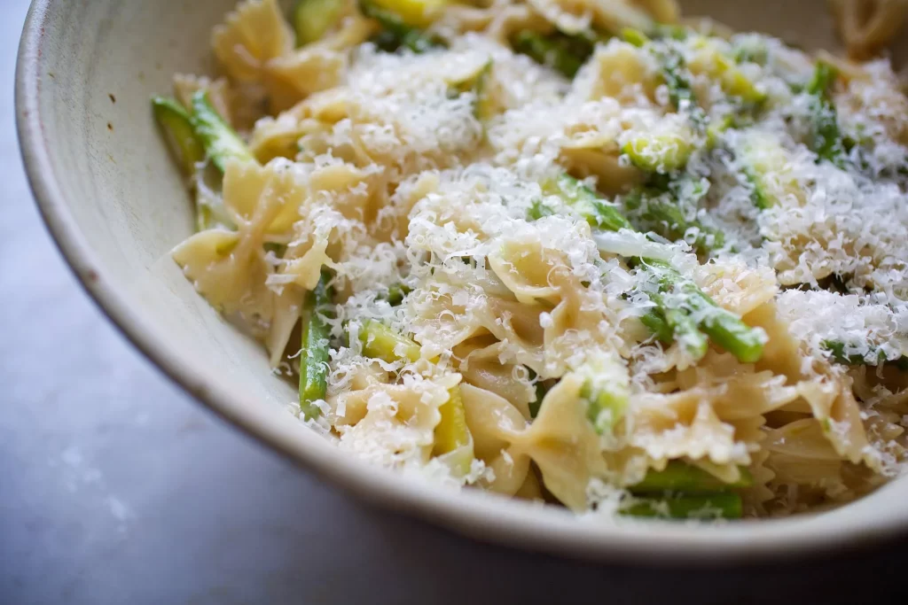 Farfalle Asparagus Cheese Photography
