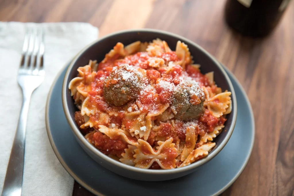 Bow Tie Pasta Meatballs Tomato Sauce Photography