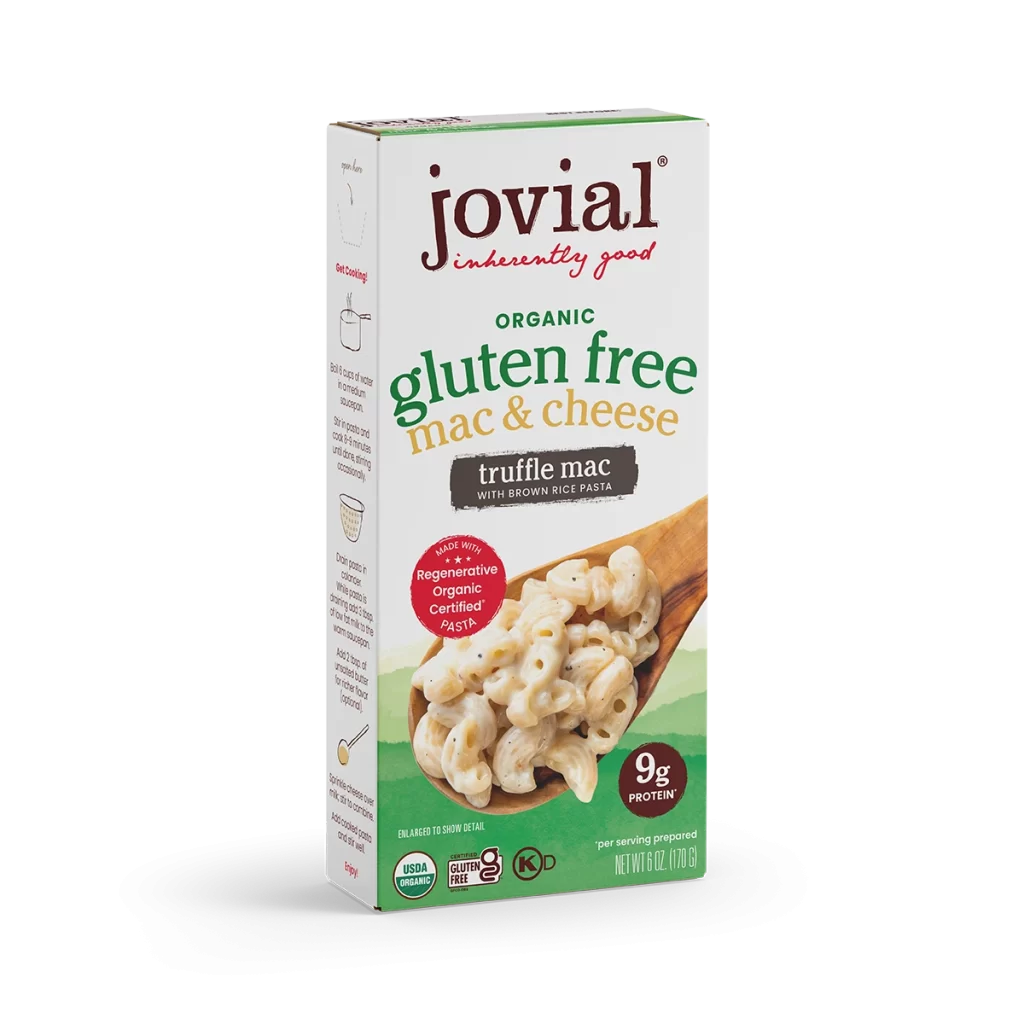 Jovial Organic Truffle Mac Cheese gluten free truffle mac Packaging