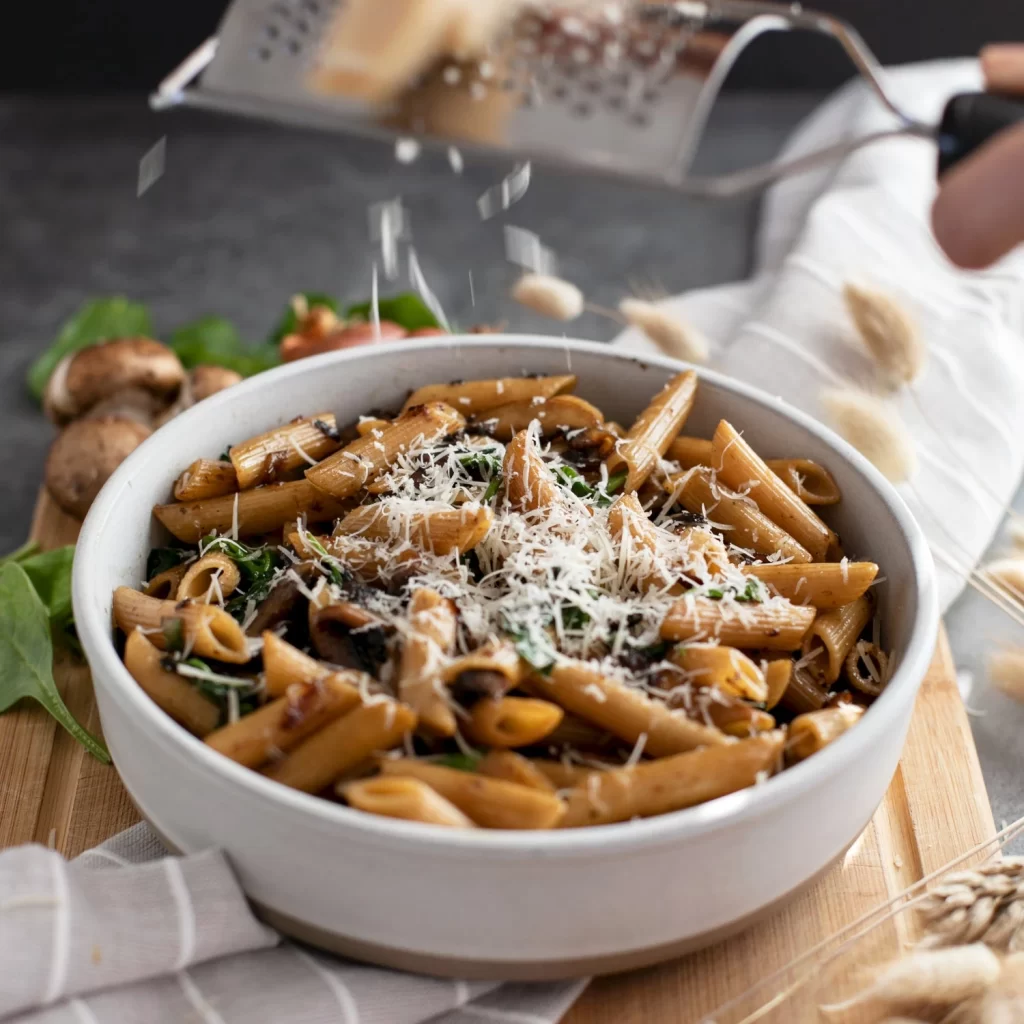 Pasta Mushrooms Cheese Photography