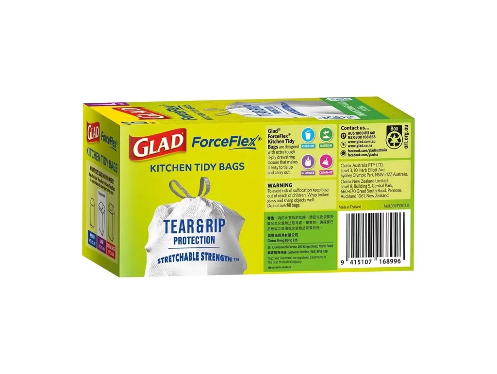 Glad ForceFlex Tear & Rip Protection, Stretchable Strength Kitchen Tidy Bags …