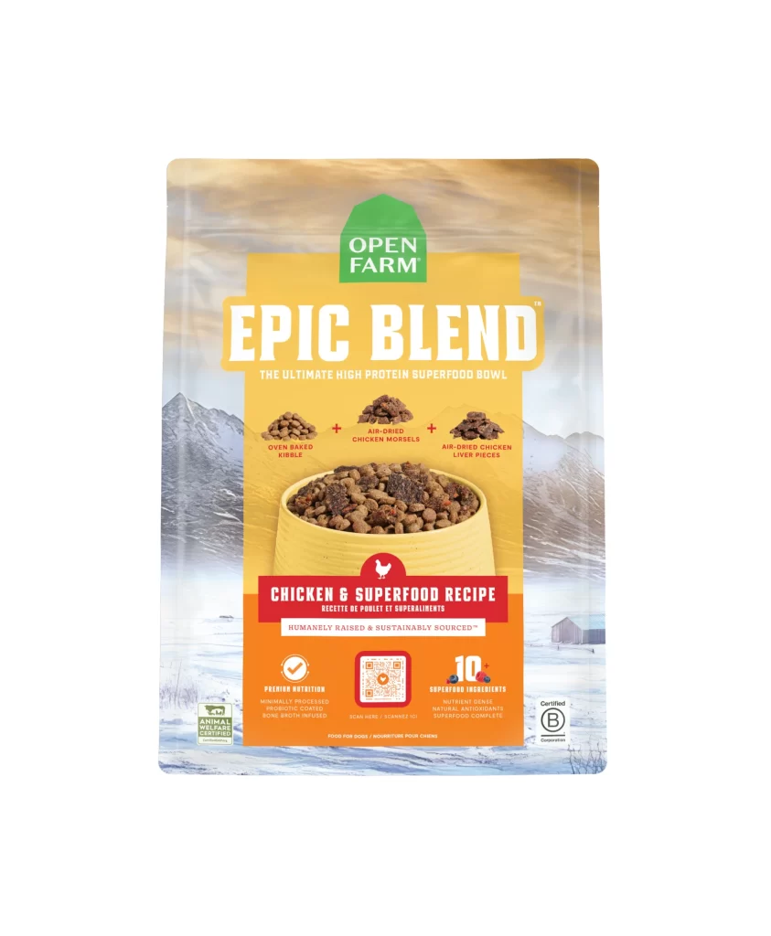 Open Farm Chicken & Superfood Recipe Dog Food Packaging
