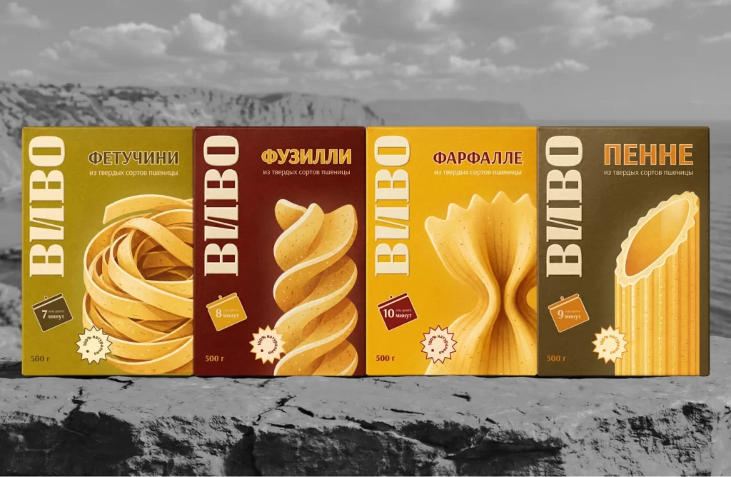 Vivo Pasta Packaging Fettuccine, Fusilli, Farfalle, Penne