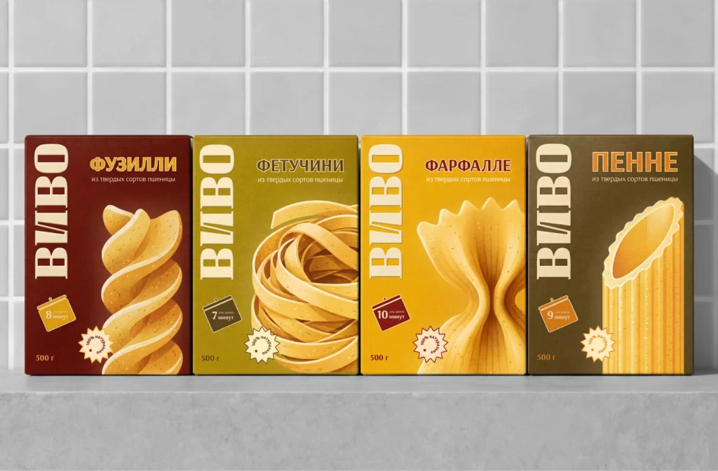 Vivo Pasta Packaging Pasta type (fusilli, fettuccine, farfalle, penne)