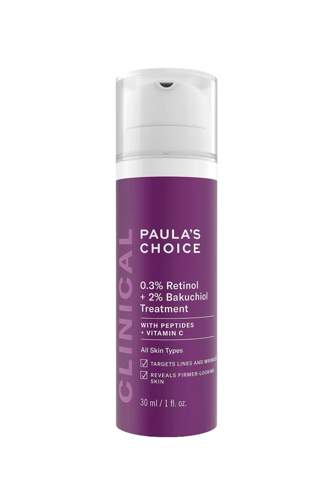 Paula’s Choice Clinical 0.3 Percent Retinol Plus 2 Percent Bakuchiol Treatment Bottle