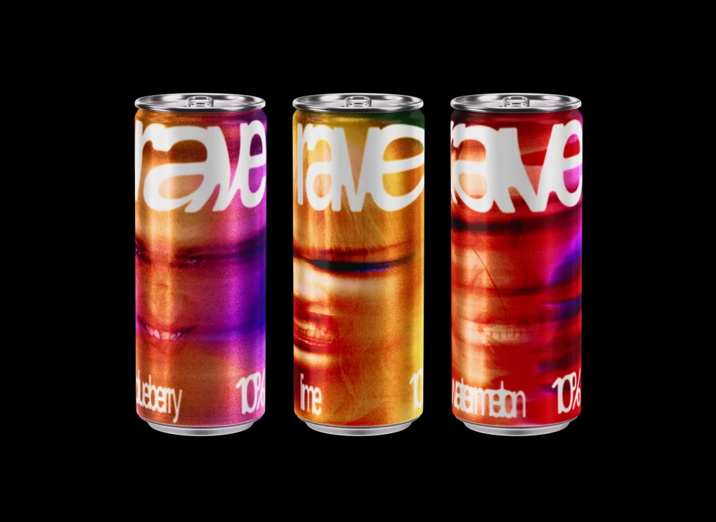 Rave Techno Cocktails Alcoholic Beverage Can Blueberry, Lime, Watermelon