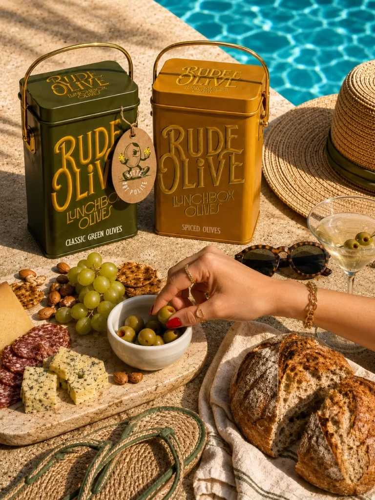 Rude Olive Lunchbox Olives Classic Green Olives, Spiced Olives