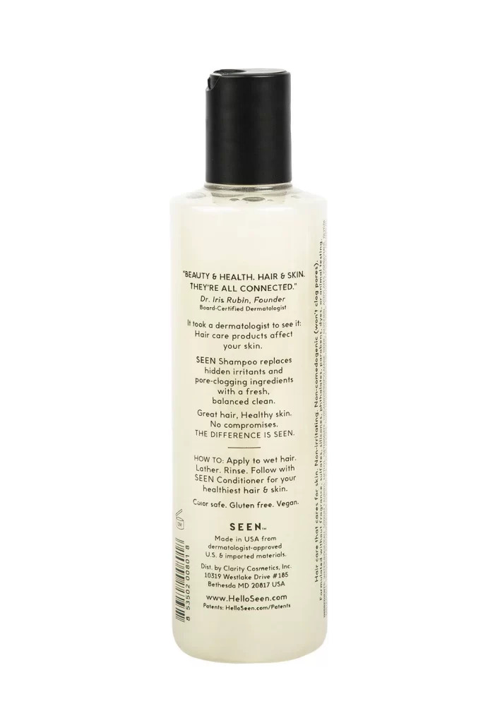 SEEN Skin-Caring Shampoo Fragrance Free Bottle Detail