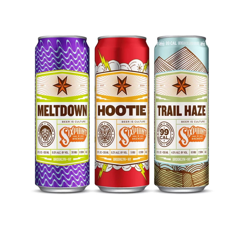 Sixpoint Brewery Meltdown Hootie Trail Haze Purple Red Light Blue Beer Packaging