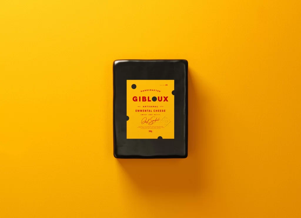 Gibloux Emmental Cheese Packaging Black