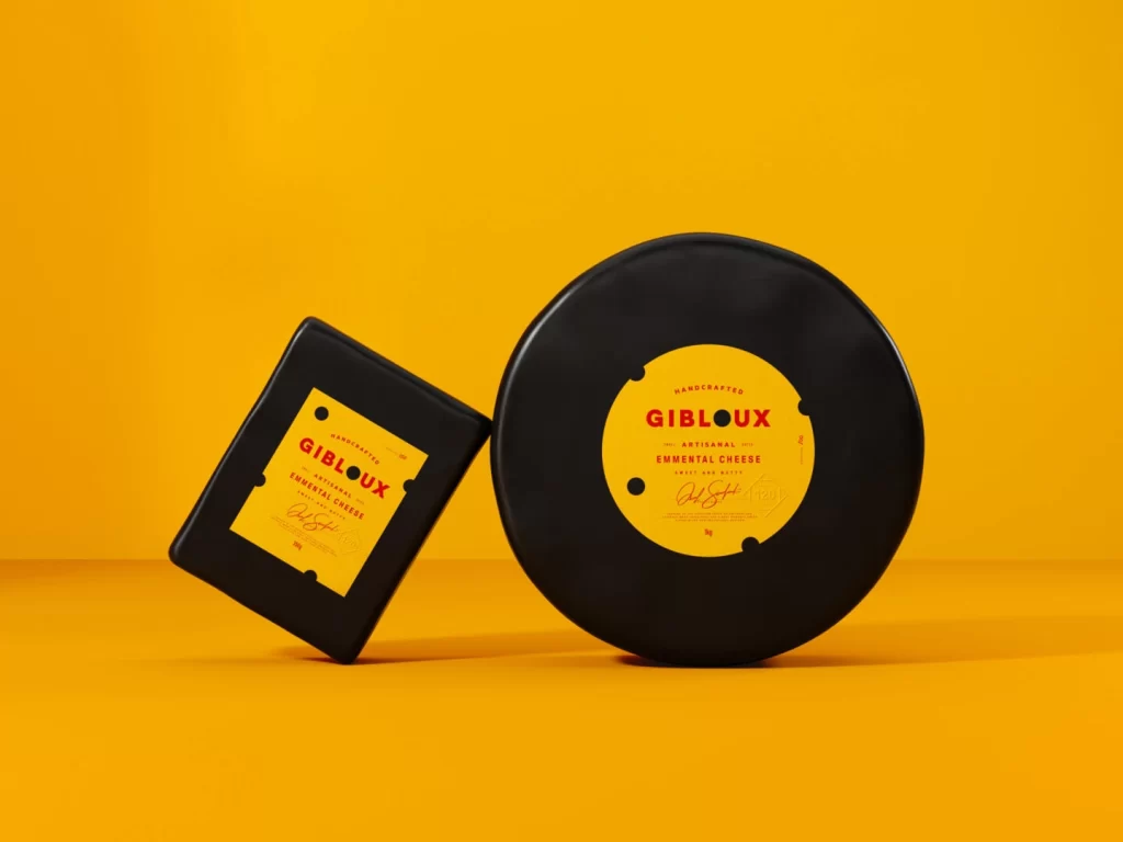 Gibloux Emmental Cheese Packaging Yellow